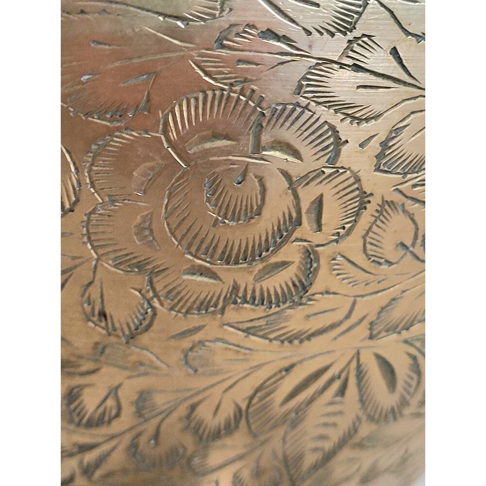Vintage Tall Polished Brass Floor Vase India Etched Yoga Meditation Studio - Picture 9 of 9